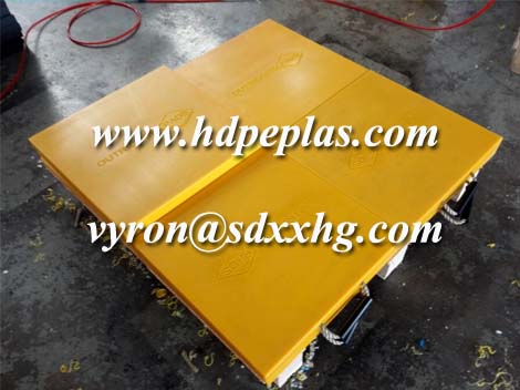 Yellow color UHMWPE crane outrigger pad